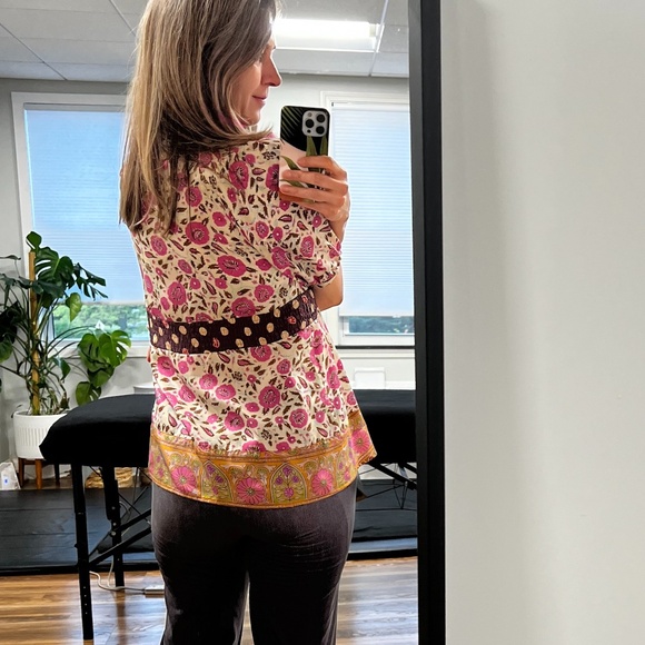 Cute Boho Blouse - comfy silk Anthropologie fei short sleeved - Picture 6 of 7